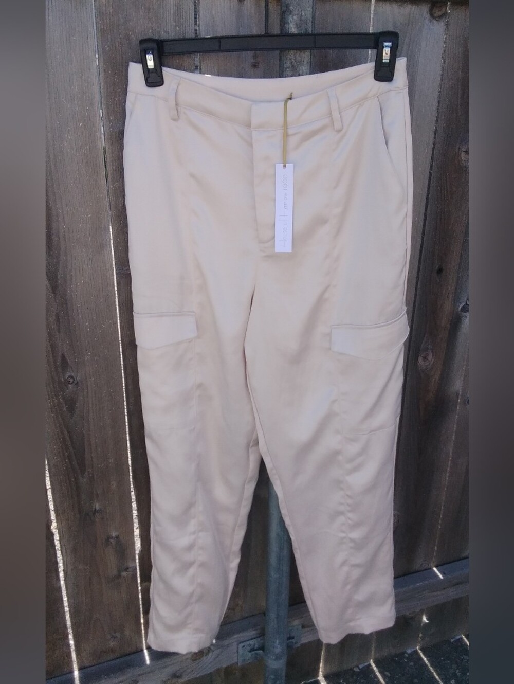House of Harlow 1960 Satin Pant Cargo New With Tags Silky Straight Leg Womens 8
